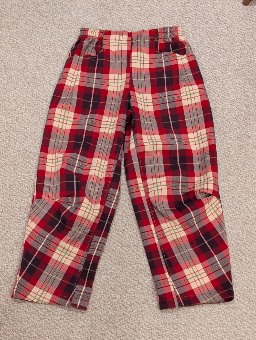 Free People "Nice Choice" plaid trousers.